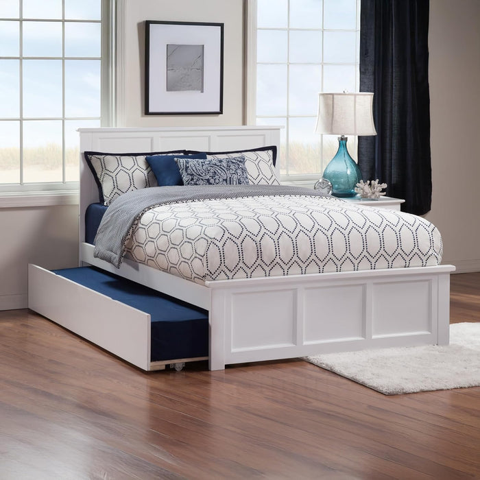 , Madison Queen Platform Bed with Matching Footboard & Twin XL Trundle, White