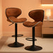 Bar Stools Set of 2 Adjustable Counter Height PU Leather Modern Swivel Barstools W/Back and Footrest Kitchen Counter Chairs, Coffee Color