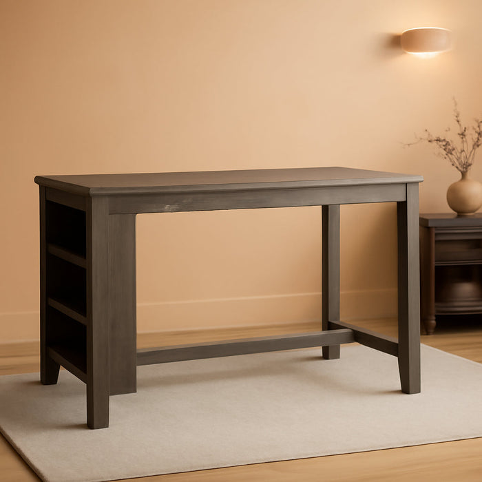Caitbrook Rustic Counter Height Dining Table with Storage, Dark Gray