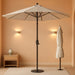 9FT Outdoor Patio Umbrella with Solar Lights, Market Table Umbrella with Push Button Tilt & Crank, 8 Sturdy Ribs, 32 LED Lights, UV Protection for Garden Lawn Deck Backyard Pool (Beige)