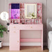 Pink Makeup Vanity Console With Illuminated Mirror