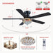 Crystal Ceiling Fan Fandelier with Lights-Modern Ceiling Fan(52" Black)