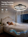 Modern Bladeless Ceiling Fans with Lights, Small Fandelier Bedroom Ceiling Fan - Low Profile LED Fan Light with Remote APP, Flush Mount, Dimmable, DC Motor, 6 Speeds, Timer (18 Inch, Black)