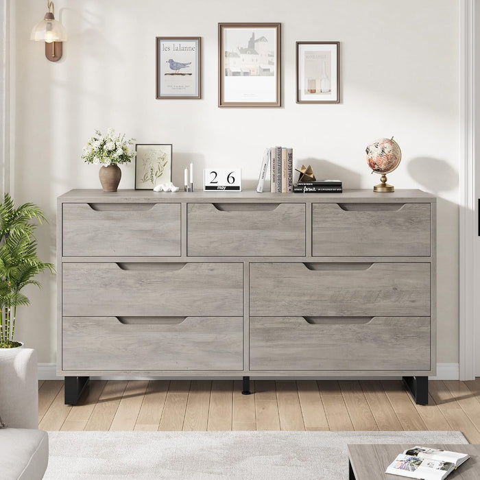 7 Dresser for Bedroom, 55" Wide Dresser Drawer with Storage
