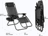 Set of 2 Relaxing Recliners Patio Chairs Adjustable Steel Mesh Zero Gravity Lounge Chair Beach Chairs with Pillow and Cup Holder Black