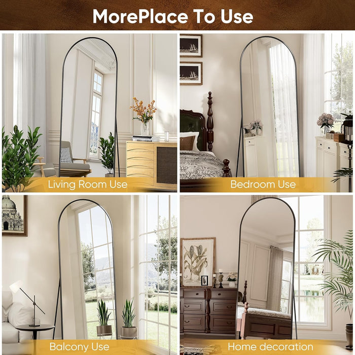 Full Length Mirror, 71"X28" Arched Floor Mirror, Mirror Full Length with Stand, Wall Mounted Mirrors for Living Room Bedroom,Black