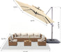 9X9 FT Cantilever Offset Patio Umbrella with Lights & Base