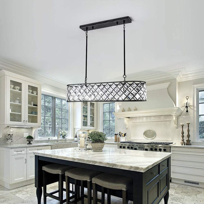 Antique Black FiftyFiveInch Beaded Crystal Chandelier
