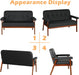Black Faux Leather Mid Century Loveseat Sofa with Cushions - ShipItFurniture