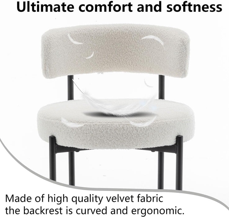 Boucle Bar Stools Set of 3, 24" Modern Counter Stools with Backs, White Upholstered Barstools for Kitchen Island, Bar, Cafe - ShipItFurniture