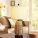 Touch Control Rattan Table Lamps, 3 Way Dimmable Bedside Lamps for Bedroom Set of 2 with 2 USB Ports and AC Outlet, Nightstand Lamps for Living Room (LED Bulbs Included), Grass
