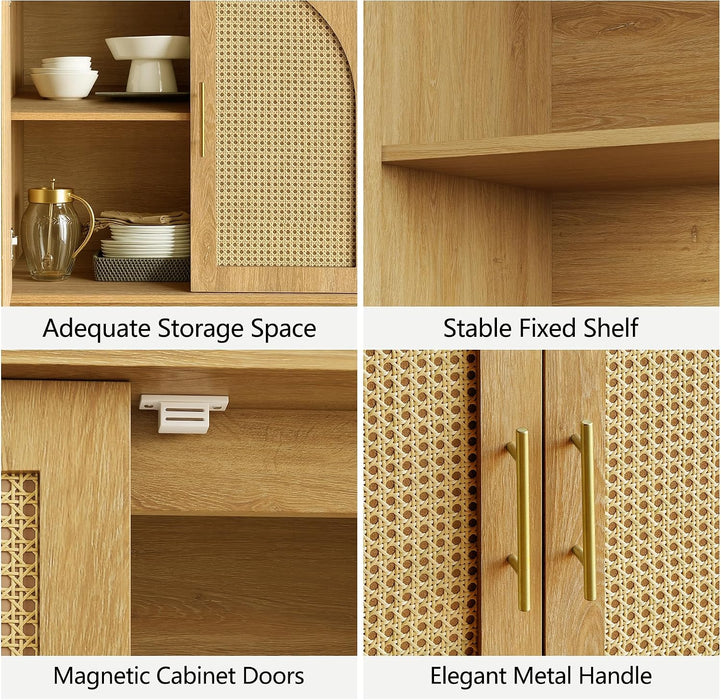 31.7" Sideboard Buffet Cabinet with Storage, Light Oak