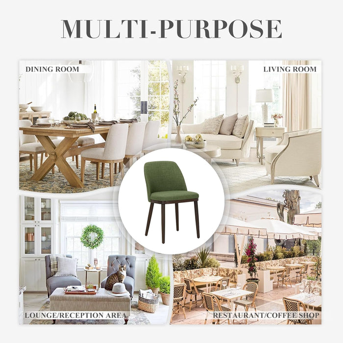 Upholstered Dining Chairs Set of 4, Modern Kitchen Chairs with Back, Fabric Side Dining Room Chairs with Wood Legs for Farmhouce Restaurant, Green