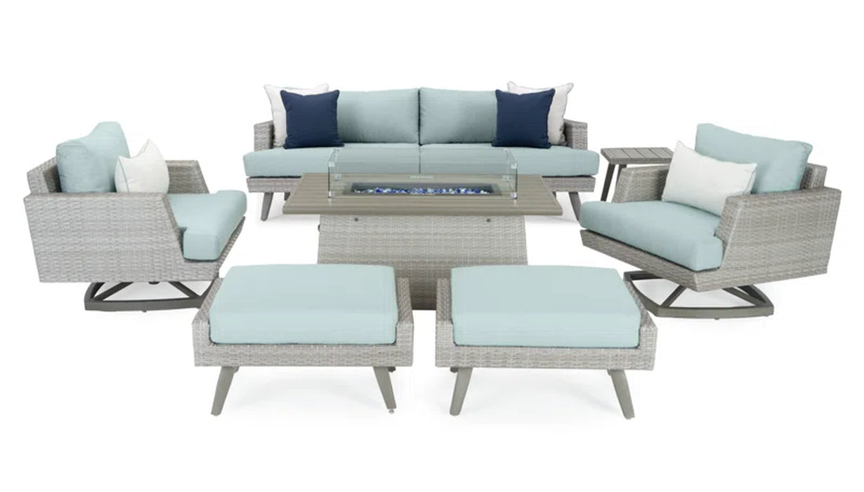 Ehrenfried Premium All-Weather Wicker 5 - Person Patio Conversation Sets with Sunbrella® Cushions