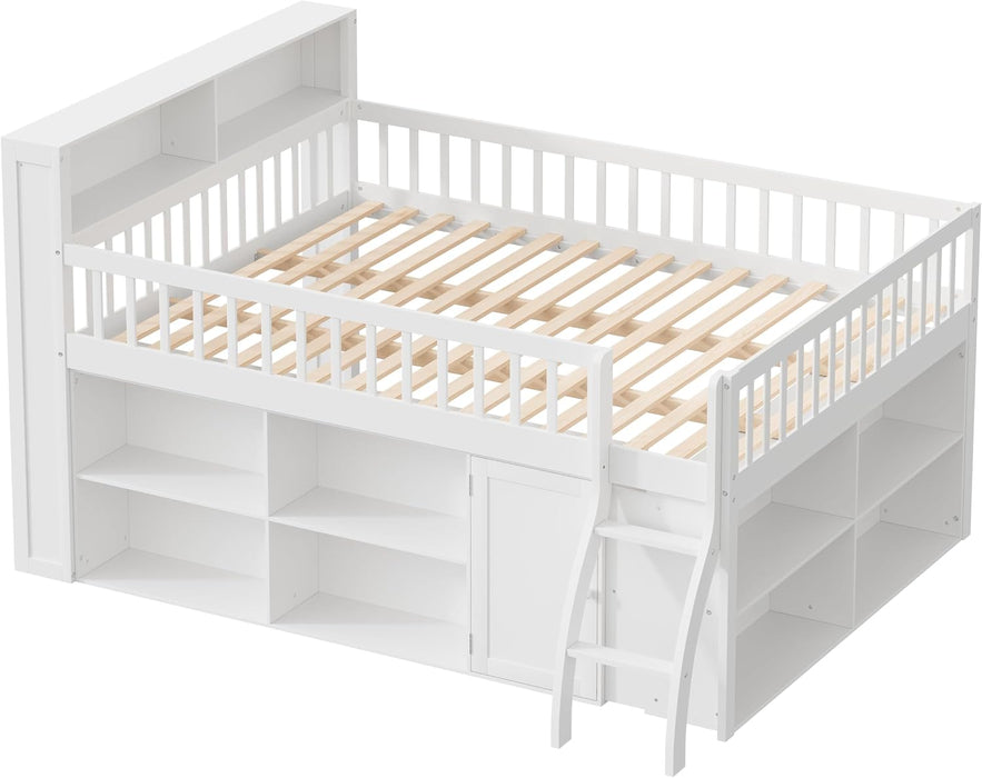 Queen Size Loft Bed Integrated LEDLighting Headboard