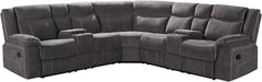 Manual Reclining Sectional Sofa  Premium Fabric, Console