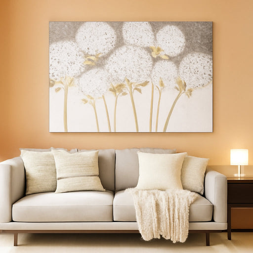 Large Hand Painted Wall Art White Hydrangea Canvas Wall Decor, Modern Floral Wall Decor, 3D Textured Oil Painting, Large Canvas Wall Art for Living Room Bedroom Office Decoration 40X28 Inch
