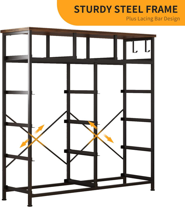 Dresser for Bedroom with 11 Drawer, Dressers & Chests of Drawers with Side Pockets, Hooks, Fabric Storage Drawer, Steel Frame, Wood Top, Organizer Unit and Pull Handle for Closet.