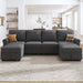 102.4" Reversible Sectional Sofa Couch Set with Storage L/U Shaped Sofa for Apartment, Dark Grey