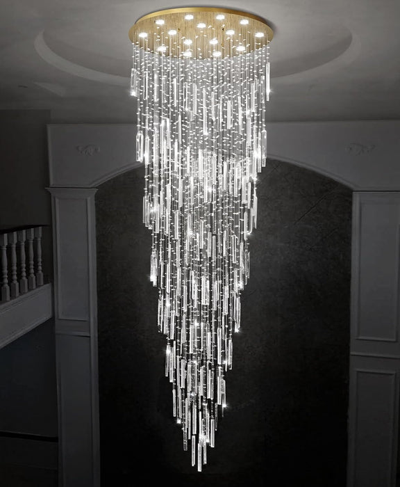 D40'' X H120'' Crystal Chandelier High Ceiling Chandeliers for Entryway Large Raindrop Chandeliers LED Dimmable Flush Mount Light Fixtures for Staircaes Foyer Hallway Living Room Bulbs Included Gold