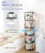 5 Tier Rotating Bookshelf Tower round Black,62”Tall Standing Spinning Bookshelf Tower Anti-Tipping Design,Metal & Wood Revolving Bookcase Stackable Space Saving for Small Spaces,Study,Living Room