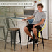 Metal Bar Stools Set of 4, 30" Black Bar Height Stools with Back