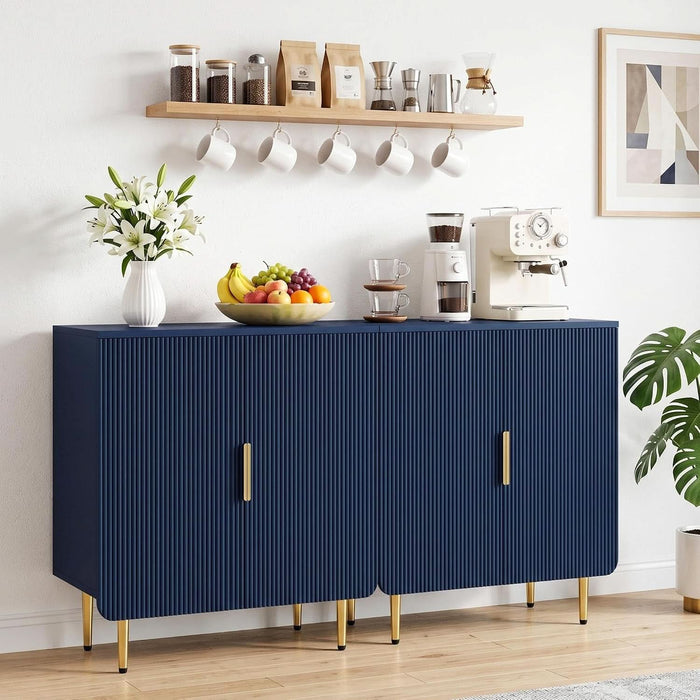 31" Fluted Buffet Cabinet,Modern Sideboard Cabinet with Storage,Blue