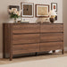 Walnut 6 Drawer Dresser for Bedroom, 55"Wide Modern Wood Dresser