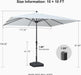 10' X 10' Square Patio Umbrella Outdoor Table Umbrella Aluminum Frame Market Umbrella Sun Umbrella with 8 Sturdy Ribs for Garden Deck Lawn Pool White