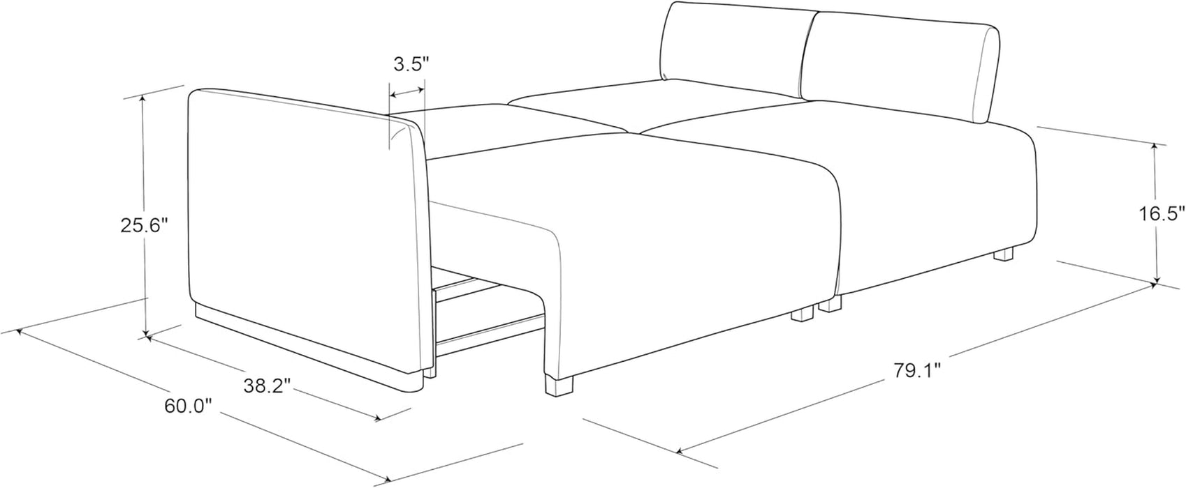 86 Inches Luxuriously Dreamglide Convertible Sleeper Sofa