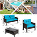 4-Piece Patio Furniture Set Outdoor Rattan Wicker Conversation Set with Coffee Table, Sectional Sofa Bistro Set with Cushions for Garden Poolside Backyard