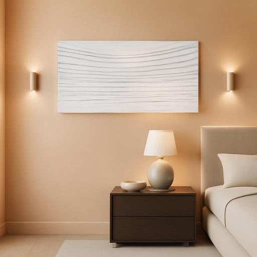 White Textured Abstract Wall Art Canvas 24X48 Inch, Hand Painted Minimalist Neutral 3D Plaster Style Artwork for Living Room Bedroom, Modern Large Canvas Wall Decor, Gallery Wrapped Ready to Hang