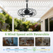 20" Black Outdoor Ceiling Fan with Light and Remote/App,3Cct 6 Speed Gazebo Fan Outdoor Hanging Hook,Ip65 Waterproof Plug in Ceiling Fan for Patios, Garage, Porch, Pergola,Canopy
