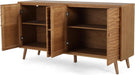 Jope Wooden Sideboard Cabinet, Large Sideboard Buffet Cabinet, Living Room Accent Storage Cabinet with Adjustable Shelves,Kitchen Cabinet Organizer for Coffee Bar,Natural Brown