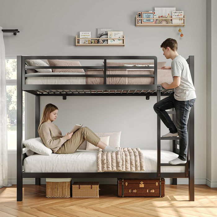 IndustrialStrength Alloy Metal Twin Bunk Bed Black