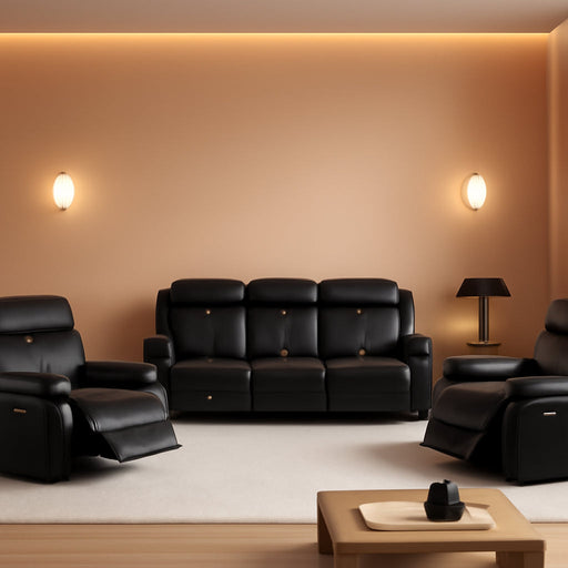 Power Recliner Sofa Set, 3 Piece Reclining Sofa for Living Room, PU Leather Home Theater Seating Recliner Couch Set with Storage and Cup Holders (Black)