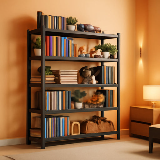 Metal Bookshelf, 5-Tier Adjustable Industrial Bookcase with Anti-Tip Kit | 2500LBS Boltless Steel Storage Shelves for Living Room, Bedroom & Home Office, 36"W X 16"D X 72"H