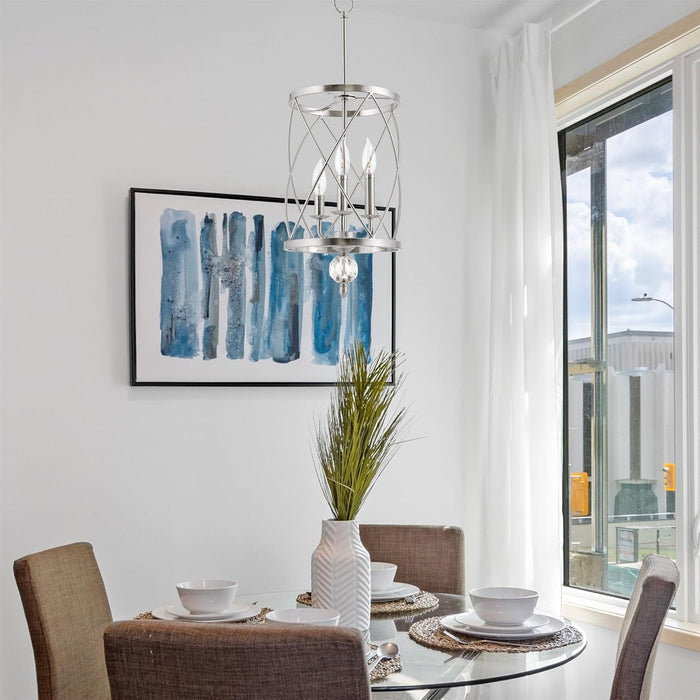 Eleanor 27 Inches Brushed Nickel Crystal Chandelier