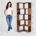6-Tier L-Shaped Corner Bookshelf, 63" Freestanding Bookcase with Baffle