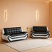 Faux Leather Sofa Couch Set, Living Room Sofa and Loveseat Set, Leather Couch and Loveseat Set for Living Room Office Home (2 Piece Leather Living Room Set, White&Black)