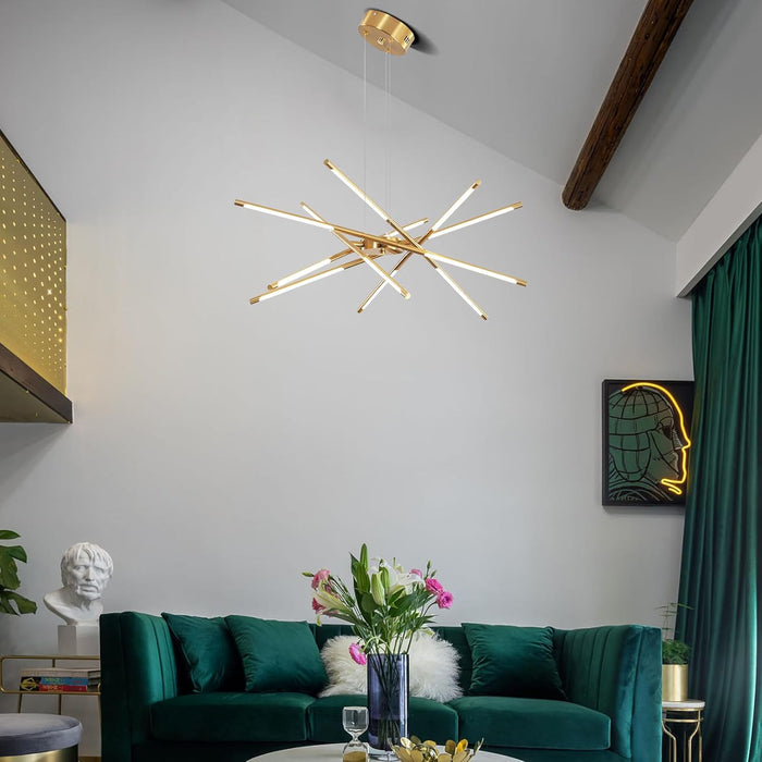 Gold Finish 12 Light LED Dimmable PendantLightFixture