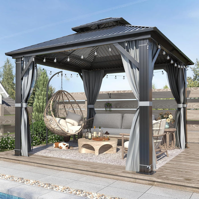 10x10 Outdoor Gazebo Weatherproof Privacy Curtains