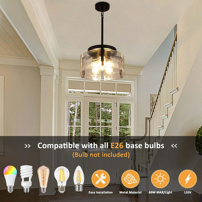 Black Chandeliers for Dining Room Light Fixture, Foyer Lighting Fixtures Entryway Light Fixture, Adjustable Modern Farmhouse Chandelier for Entryway, Bedroom, Bathroom, Foyer, Living Room, Kitchen