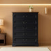 5 Drawer Dresser for Bedroom Farmhouse Black Wood Chest of Drawers for Bedroom Dresser, Rustic 46" Tall Wide Drawers Dressers Wooden Closet Storage Cabinet, Hallway, Living Room