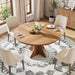 round Dining Table for 4-6 People - 47" Circle Kitchen Dinner Table with Sturdy Pedestal Base, Small Spaces Dinning Room Furniture for Living Room, Kitchen, Apartment, Brown