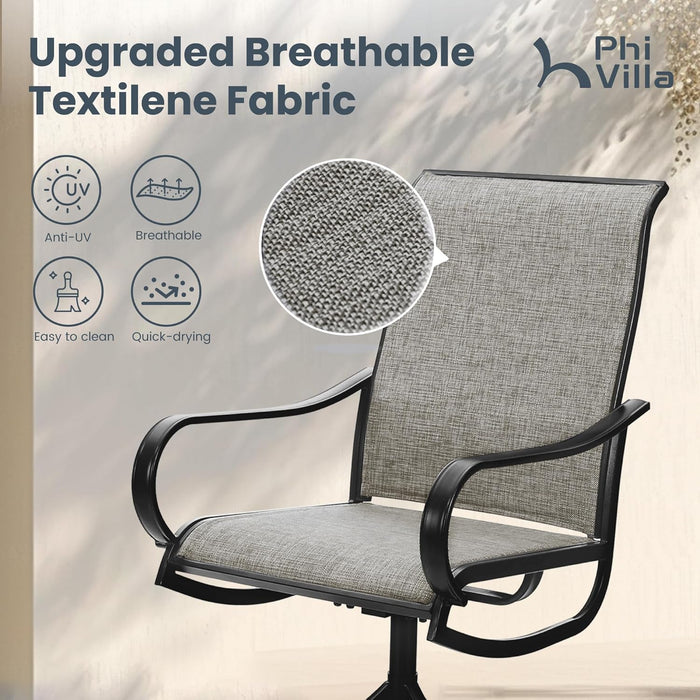 9 Pcs Patio Dining Set with Large Square Metal Dining Table & 8 Outdoor Textilene Fabric Swivel Dining Chairs, outside Table Chair Furniture Dining Set for 8 Person