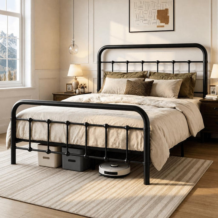 Full Size Metal Platform Bed Frame, Black