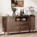 60" Sideboard Buffet Cabinet, Walnut Buffet Sideboard Storage Cabinet, Sliding Door & Adjustable Shelf, Mid-Century Modern Accent Coffee Bar Console Table for Kitchen, Entryway/Living Room/Dining Room