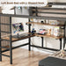 Twin Loft Bed IndustrialFrame WithDeskAndStorage Mattress