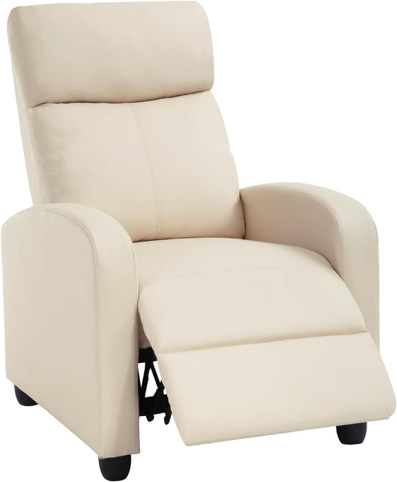 Recliner Chair for Living Room Home Theater Seating Single Reclining Sofa Lounge with Padded Seat Backrest (Beige)